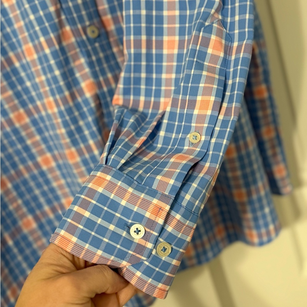 Southern Tide Blue and Pink Casual Button Down Shirt - Picture 6 of 7